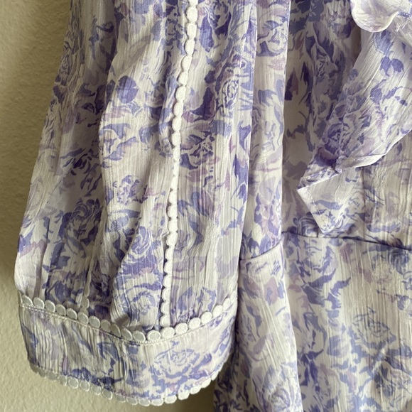 ASOS Dark Pink UK Ruched Floral Mini Dress Frill Purple Flower Print NWT US 14 - Picture 6 of 8